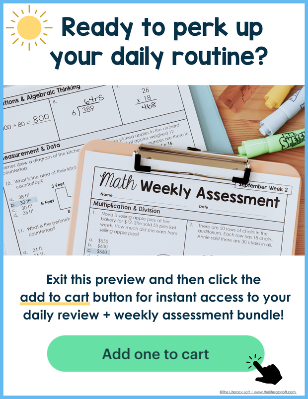 6th Grade Math Daily Review and Weekly Assessments Bundle