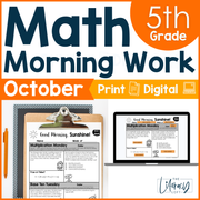 Math Morning Work 5th Grade {October} | Distance Learning | Google Apps