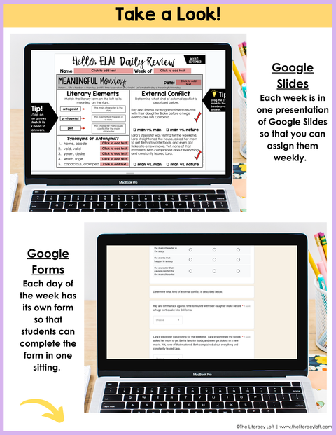 ELA Daily Review 8th Grade {September} | Distance Learning | Google Slides and Forms