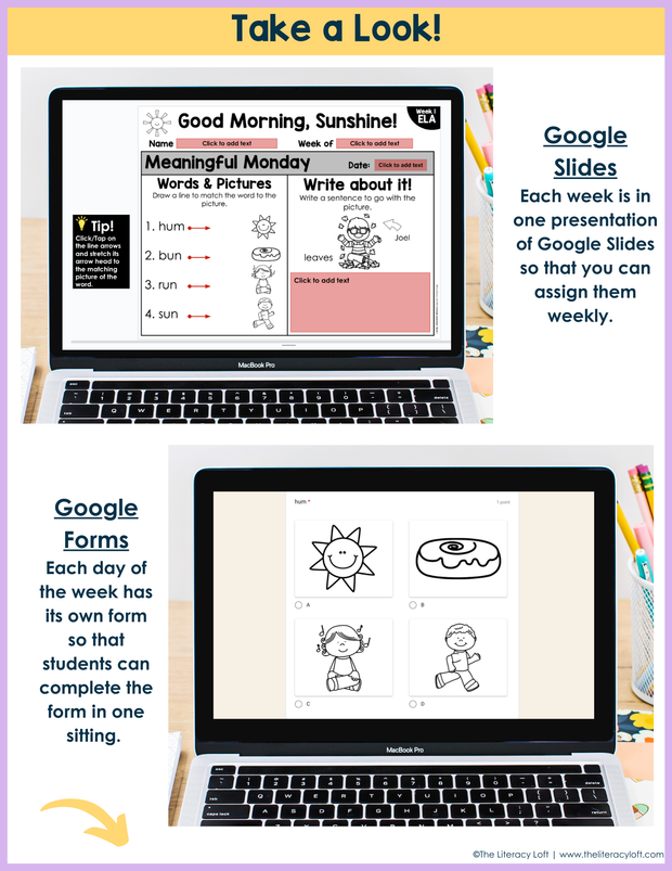 1st Grade ELA Morning Work (September) | Distance Learning | Google Slides