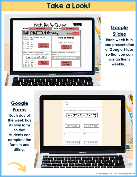 Math Daily Review 6th Grade {September} | Distance Learning | Google Apps