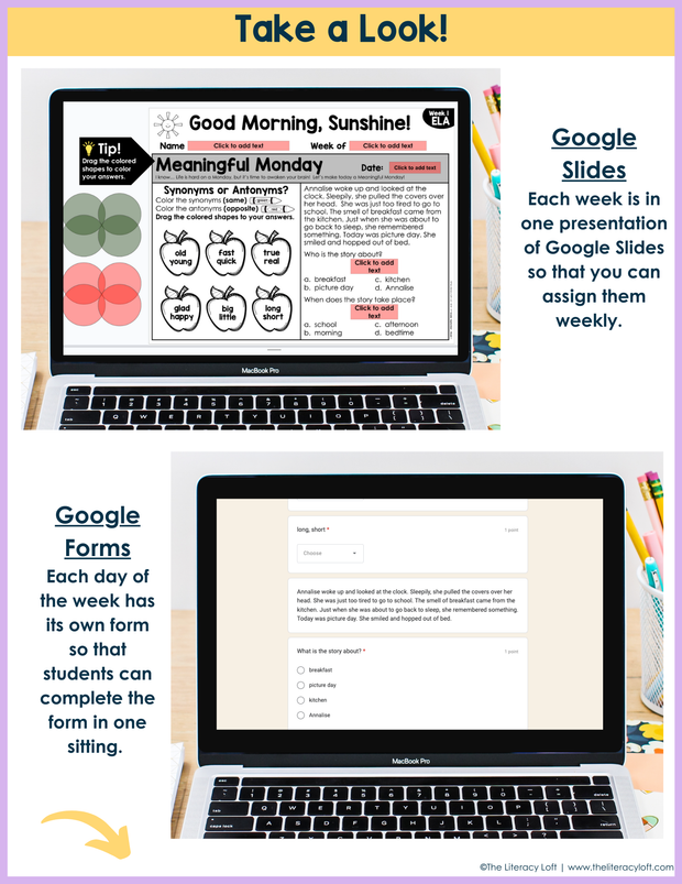 ELA Morning Work 2nd Grade {September} | Distance Learning | Google Slides