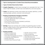 3rd Grade Context Clues Reading Comprehension Unit Vocabulary Worksheets Graphic Organizers Posters