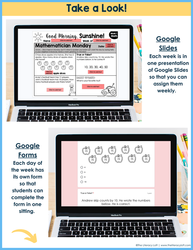 Math Morning Work 2nd Grade {September} | Distance Learning | Google Apps