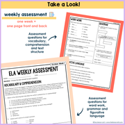9th Grade ELA Morning Work & Assessment Reading Comprehension Bundle High School