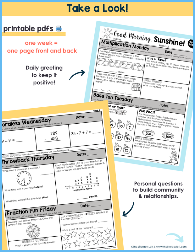 Math Morning Work 3rd Grade {September} | Distance Learning | Google Apps