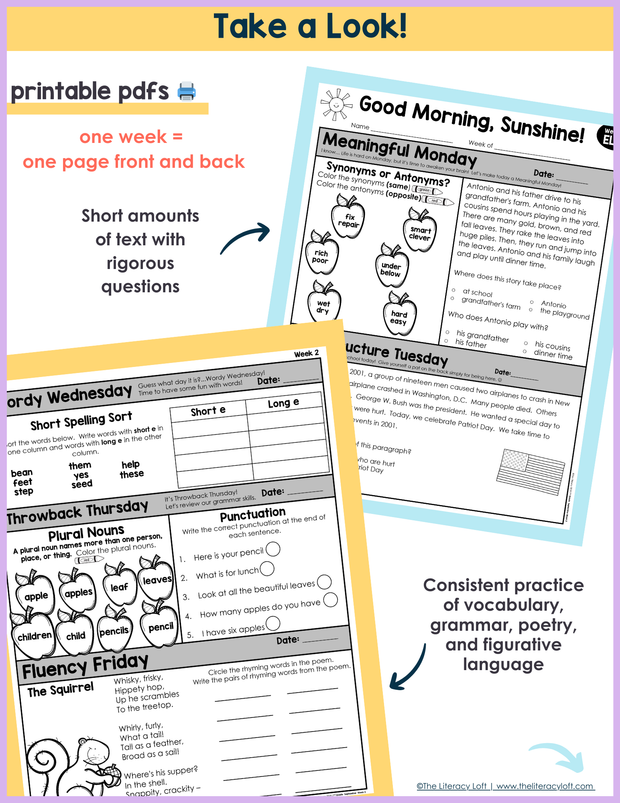 ELA Morning Work 2nd Grade {September} | Distance Learning | Google Slides