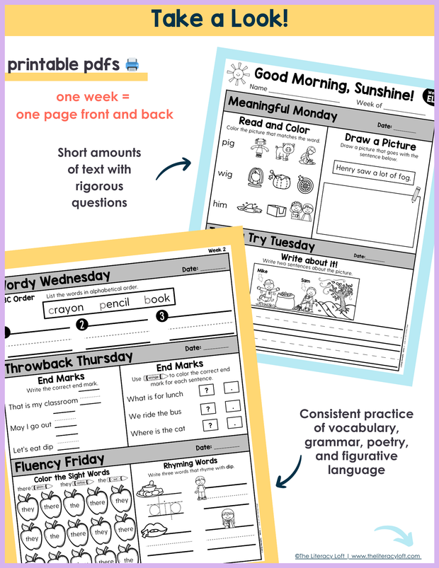 1st Grade ELA Morning Work (September) | Distance Learning | Google Slides