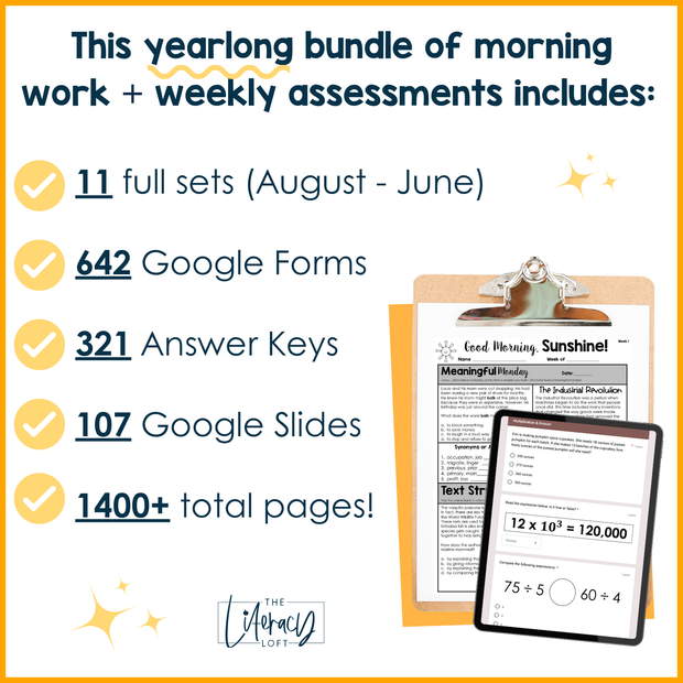 5th Grade ELA and Math Morning Work and Weekly Assessments Bundle