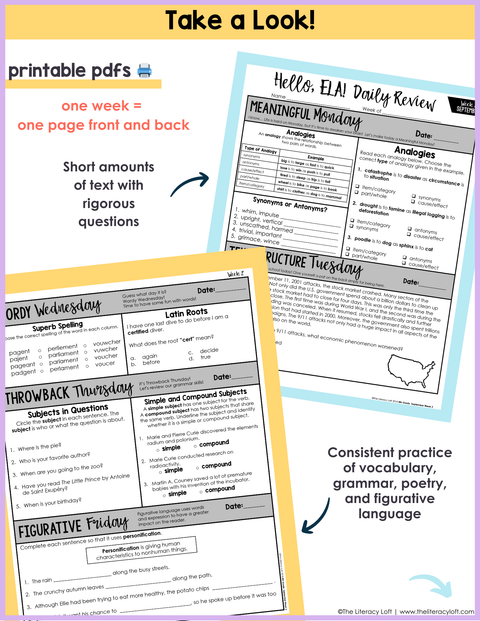 ELA Daily Review 8th Grade {September} | Distance Learning | Google Slides and Forms