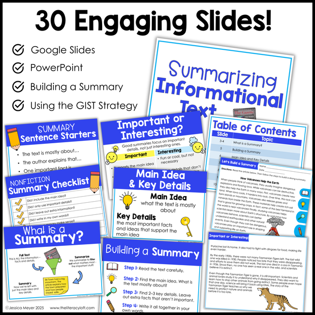 4th 5th Grade Summarizing Nonfiction Text Reading Comprehension Passages Unit