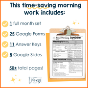 ELA Morning Work 3rd Grade {October} | Distance Learning | Google Slides