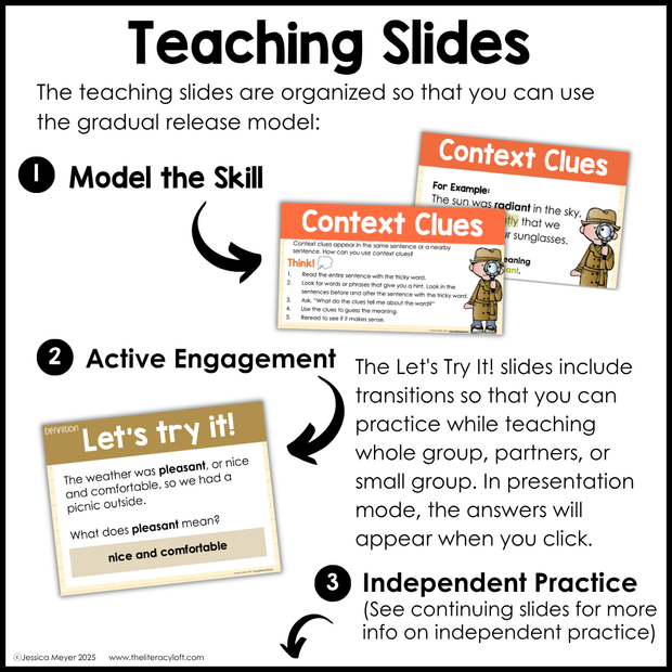 3rd Grade Context Clues Reading Comprehension Unit Vocabulary Worksheets Graphic Organizers Posters