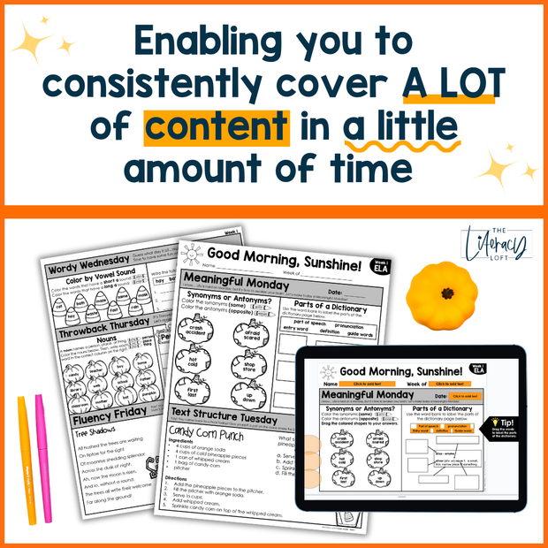 ELA Morning Work 2nd Grade {October} | Distance Learning | Google Slides