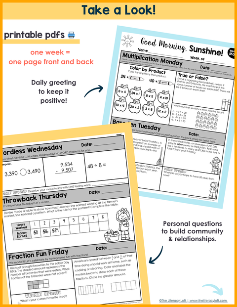 ELA and Math Morning Work Grades 4-6 Bundle