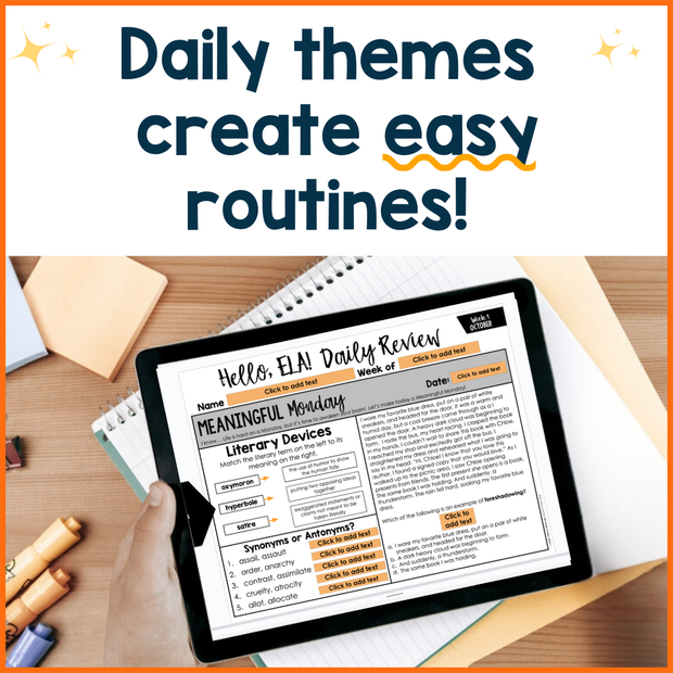 ELA Daily Review 8th Grade {October} | Distance Learning | Google Slides and Forms