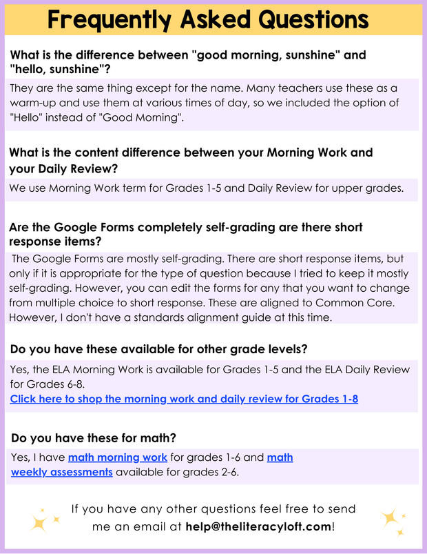 ELA Daily Review 7th Grade {September} | Distance Learning | Google Slides and Forms