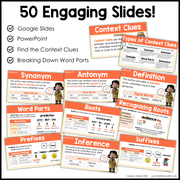 4th 5th Grade Context Clues Reading Comprehension Unit Vocabulary Worksheets Graphic Organizers Posters