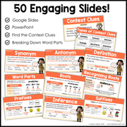 4th 5th Grade Context Clues Reading Comprehension Unit Vocabulary Worksheets Graphic Organizers Posters