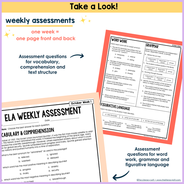 9th-10th Grade ELA Daily Review & Assessment Reading Comprehension Bundle High School