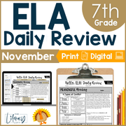 ELA Daily Review 7th Grade {November} | Distance Learning | Google Slides and Forms