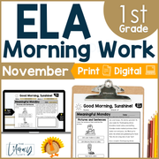 1st Grade ELA Morning Work (November) | Distance Learning | Google Slides