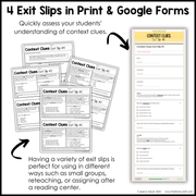 4th 5th Grade Context Clues Reading Comprehension Unit Vocabulary Worksheets Graphic Organizers Posters