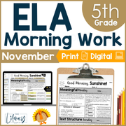 ELA Morning Work 5th Grade {November} | Distance Learning | Google Slides