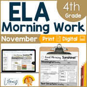 ELA Morning Work 4th Grade {November} | Distance Learning | Google Slides