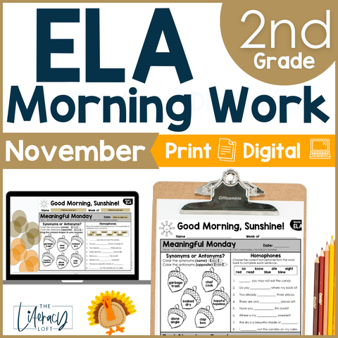 ELA Morning Work 2nd Grade {November} | Distance Learning | Google Slides