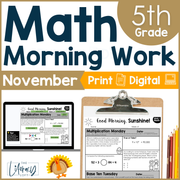 Math Morning Work 5th Grade {November} | Distance Learning | Google Apps