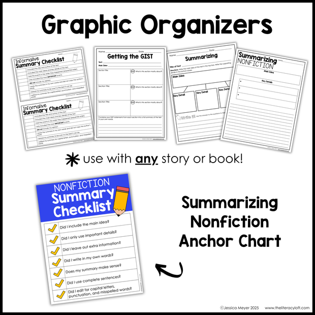 4th 5th Grade Summarizing Nonfiction Text Reading Comprehension Passages Unit