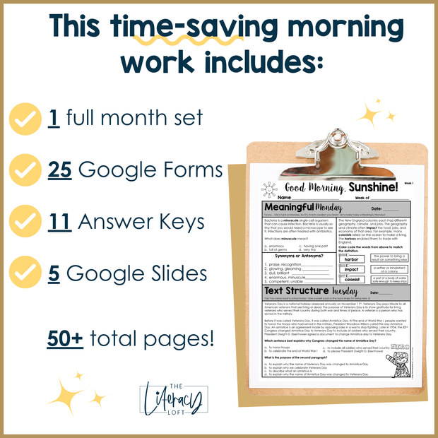 ELA Morning Work 5th Grade {November} | Distance Learning | Google Slides