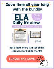 ELA Daily Review 7th Grade {September} | Distance Learning | Google Slides and Forms