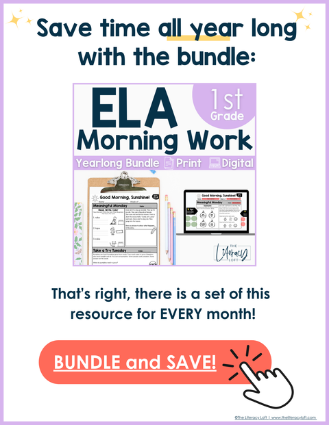 1st Grade ELA Morning Work (September) | Distance Learning | Google Slides