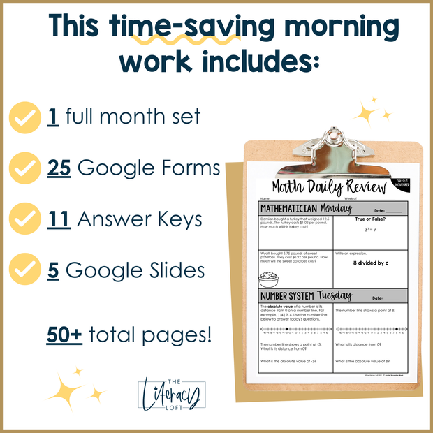 Math Daily Review 6th Grade {November} | Distance Learning | Google Apps