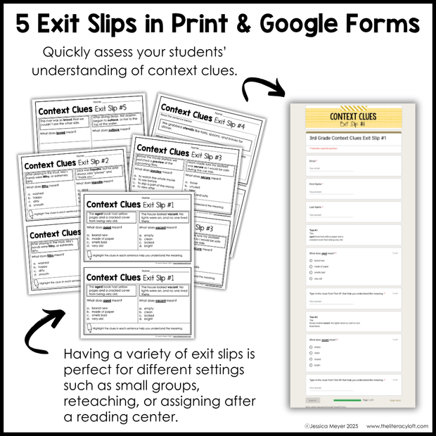 3rd Grade Context Clues Reading Comprehension Unit Vocabulary Worksheets Graphic Organizers Posters