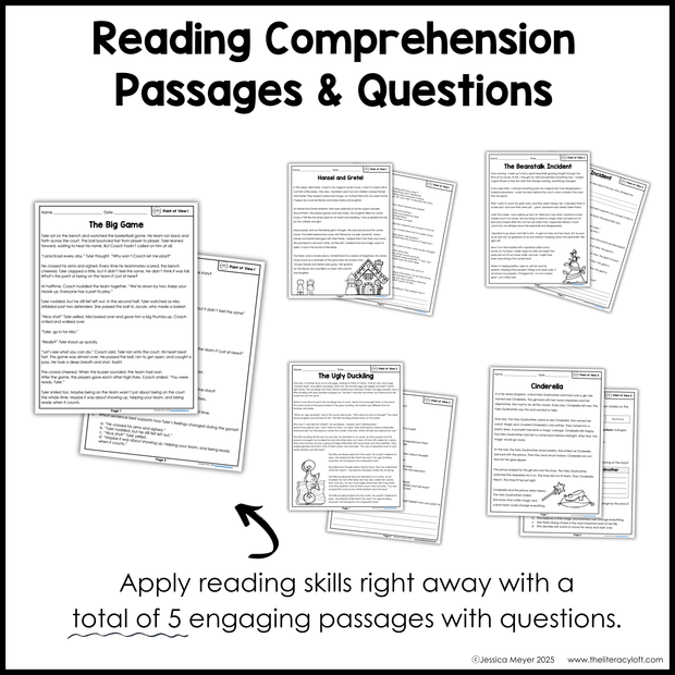 3rd Grade Point of View Worksheets Reading Comprehension Passages Fun Mini Unit