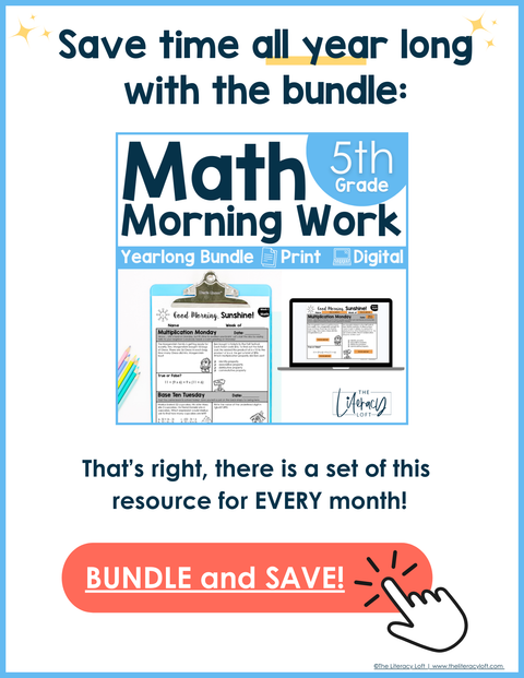 Math Morning Work 5th Grade {September} | Distance Learning | Google Apps