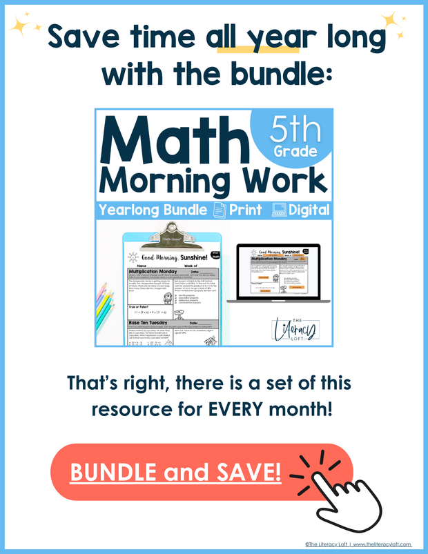 Math Morning Work 5th Grade {September} | Distance Learning | Google Apps