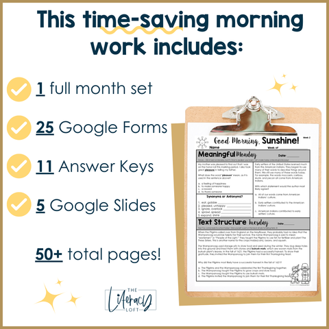 ELA Morning Work 3rd Grade {November} | Distance Learning | Google Slides