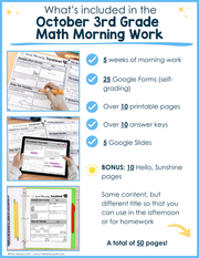 Math Morning Work 3rd Grade {October} | Distance Learning | Google Apps