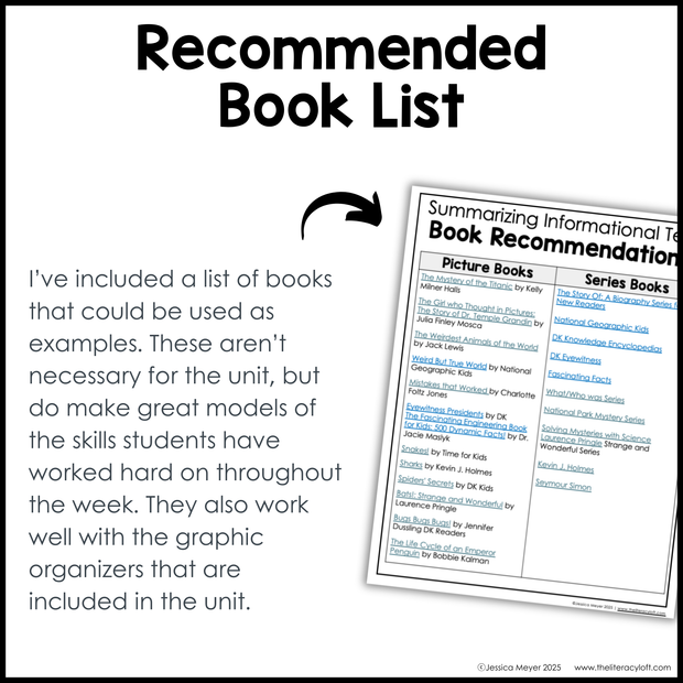 4th 5th Grade Summarizing Nonfiction Text Reading Comprehension Passages Unit