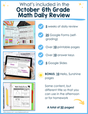 Math Daily Review 6th Grade {October} | Distance Learning | Google Apps