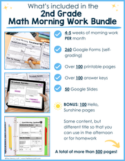 Math Morning Work 2nd Grade Bundle | Printable | Google Slides and Forms