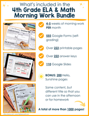 ELA + Math Morning Work 4th Grade {The Bundle} Google Slides + Forms