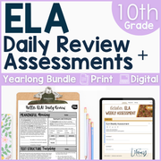 10th Grade ELA Daily Review & Assessment Reading Comprehension Bundle High School