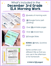 ELA Morning Work 3rd Grade {December} I Distance Learning I Google Slides