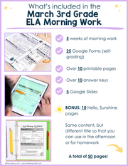 ELA Morning Work 3rd Grade {March} | Distance Learning | Google Slides