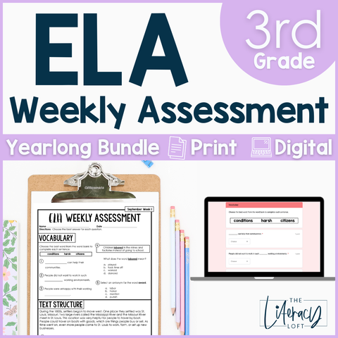 ELA Weekly Assessments 3rd Grade | Printable | Google Forms